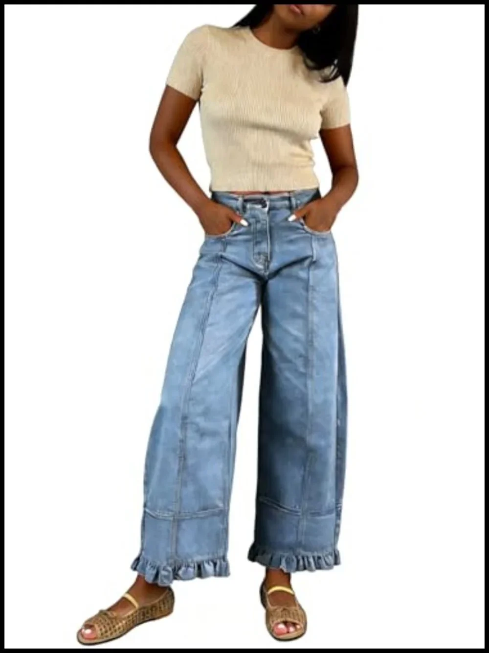 Floral Print Wide Leg Barrel Jeans Y2k Patchwork Baggy Denim